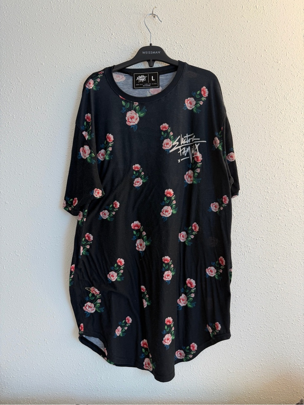 Black Floral Graphic Short Sleeve Tee - Logo